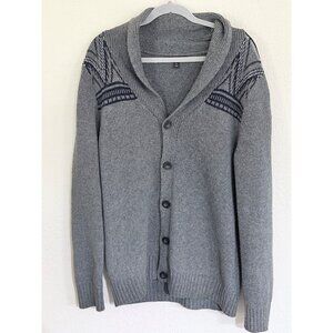 Banana Republic Shawl Cardigan Sweater Mens M Gray Wool Blend‎ Academia Grandpa